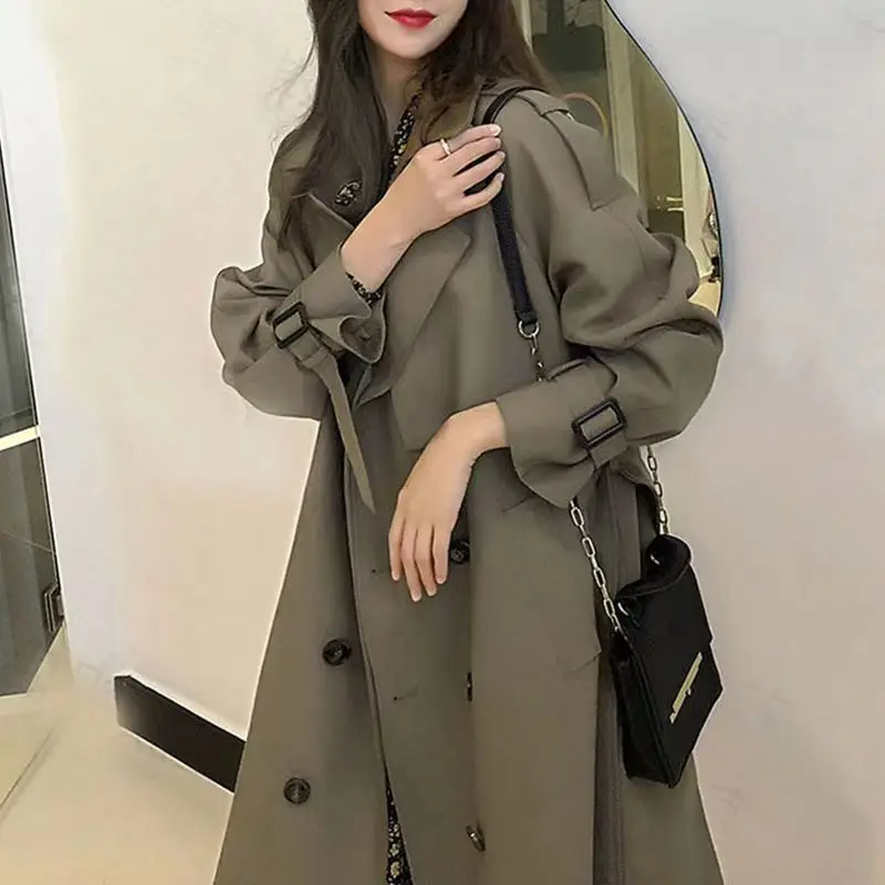 

Women's Windbreaker Autumn Style Popular Mid To Long Korean Fashion Suitable Women Windbreaker Loose Coats Clothing G18