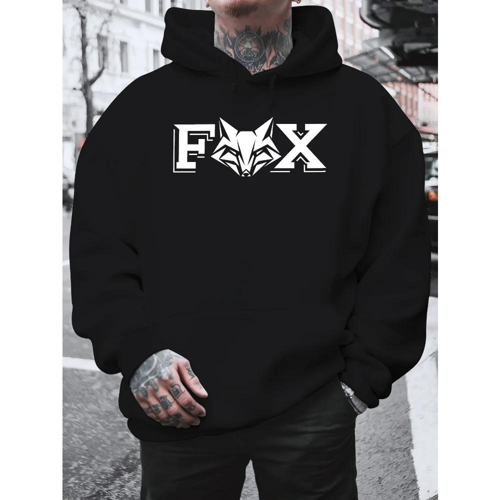 Mode Fuchs Mit Kapuze männer Sweatshirt Casual Trendy Streetwear männer Kleidung Herbst Winter Warme männer Mit Kapuze Sweatshirt