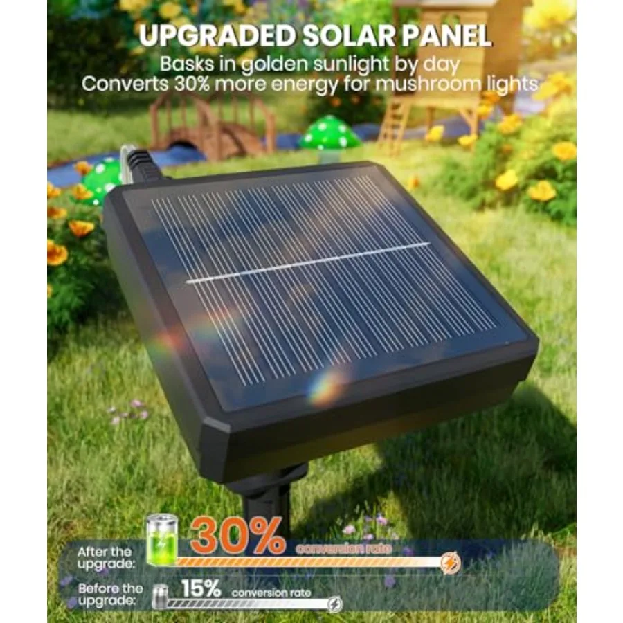 Solar Mushroom Lights Outdoor, Garden Outdoor Decor, 8 Lighting Modes, IP65 Waterproof, Crystal-Clear Fairy Decoration for Path