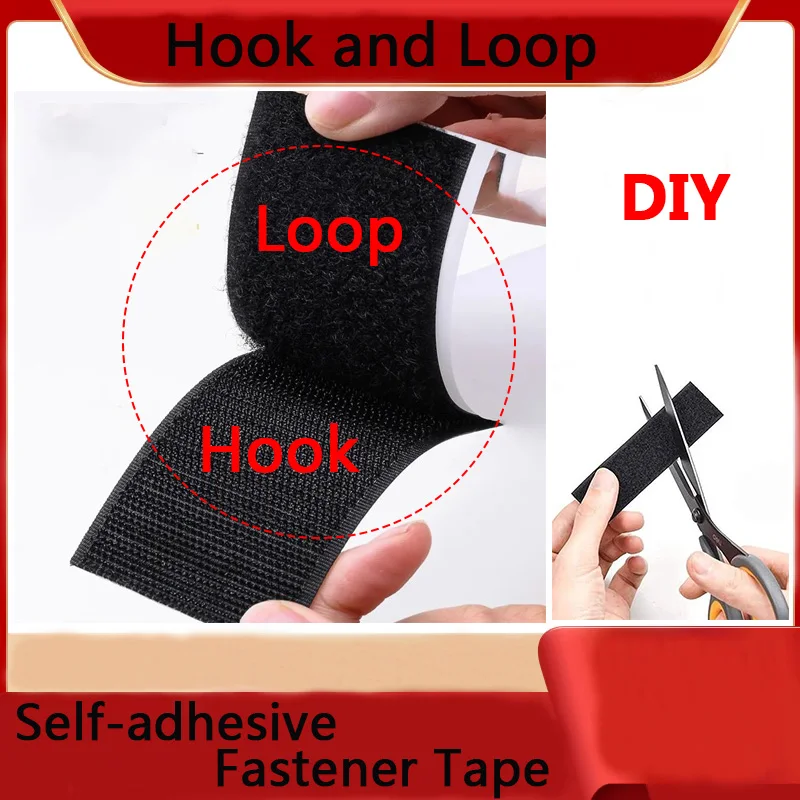 1M/3M/5M/Roll Hook And Loop Strips nastro di fissaggio autoadesivo adesivo Nylon Sticky Back Fastener Roll per adesivo Velcro fai da te