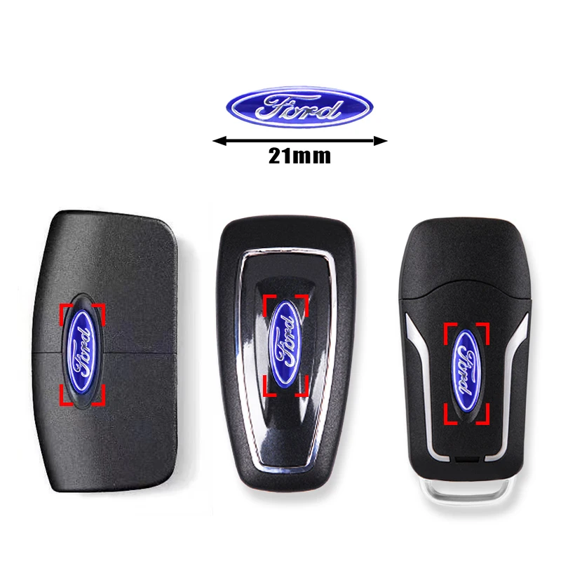 Insignia de llave de Control remoto de coche de aluminio 3D, pegatinas con emblema para Ford Fiesta Ranger Fusion Mondeo Mustang Transit, accesorios para automóviles