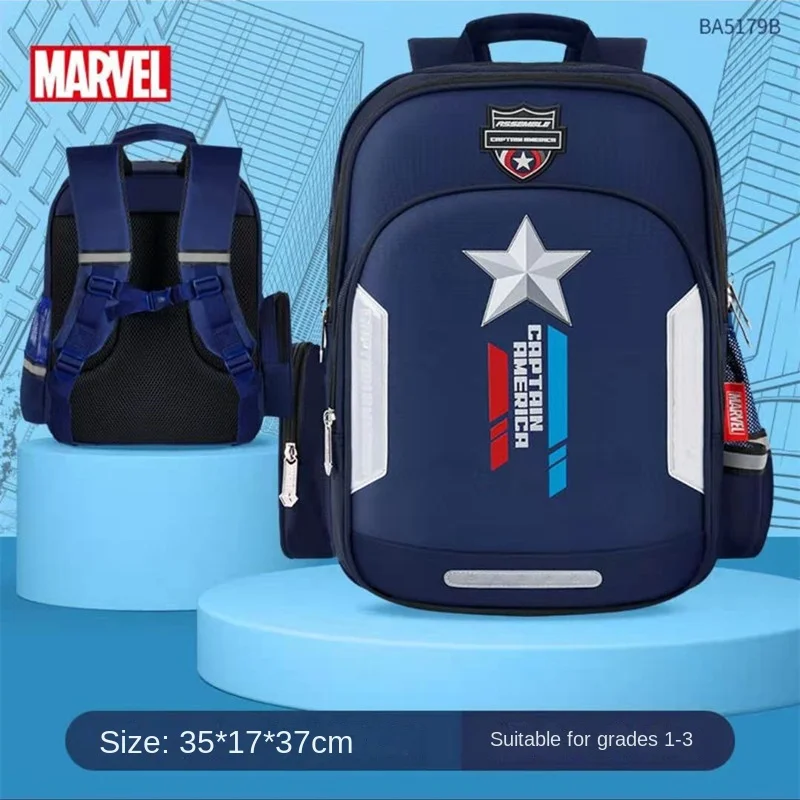 Disney Marvel Boy School Bag Grade 1-3 Spider Man Captain America Primary Student Shoulder Orthopedic Backpack Mochilas Escolare