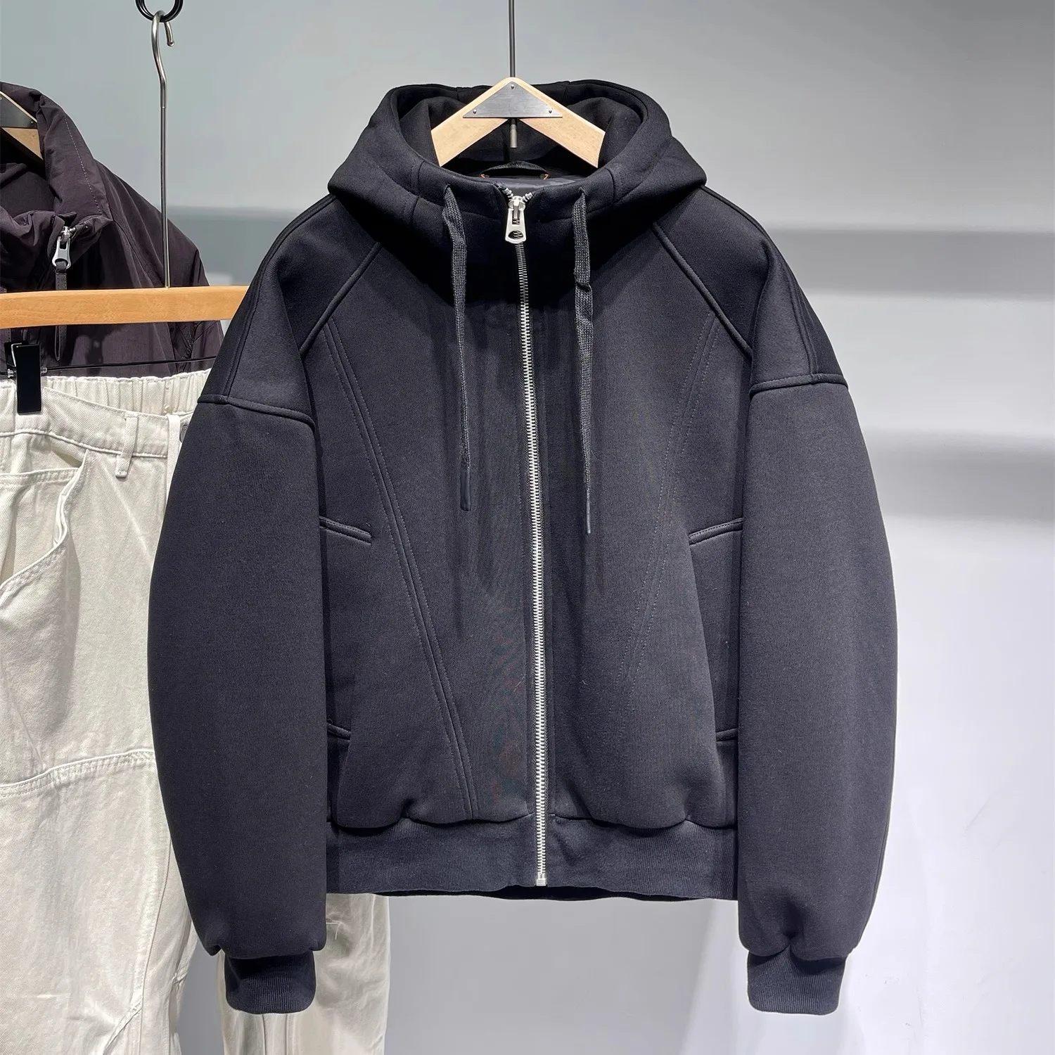 

Trendy Hooded Men's down Jaet Thiened Casual Versatile Warm Winter Outerwear Youth ular Sle Cotton Artificial Cotton