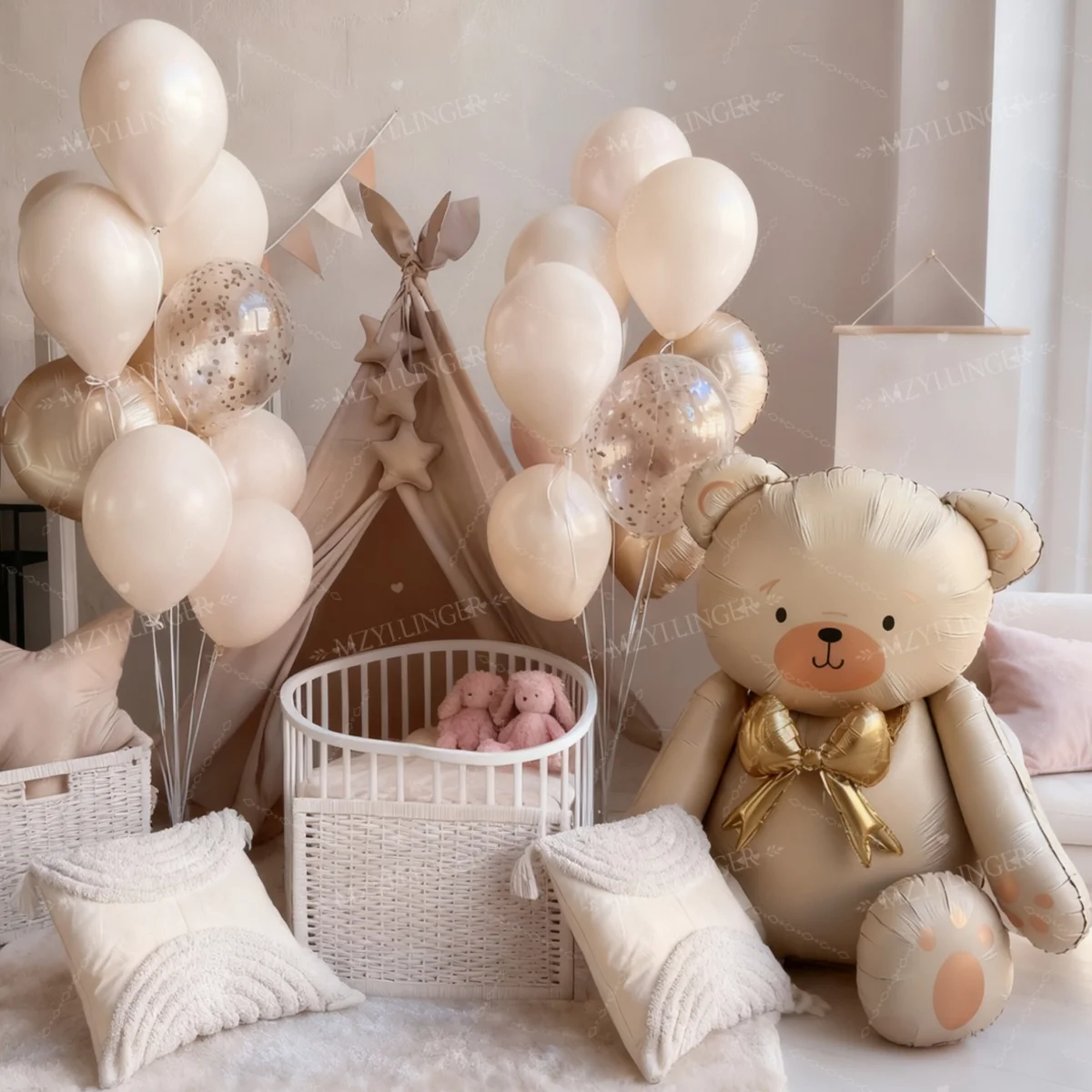 القوس الحليب الأبيض الدب بالون الرمال الأبيض اللاتكس بالون لحفلة عيد ميلاد اقتراح الزفاف دش بالون للزينة صور الدعامة