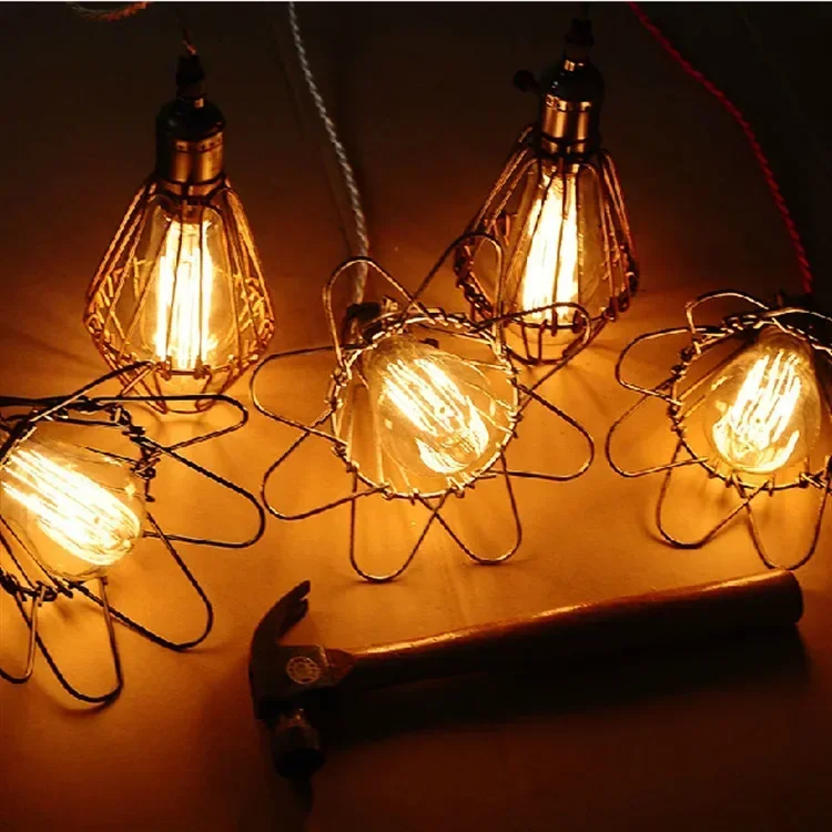 

best price for 110-220V Vintage pendant lights retro lamps Cafe. bar . pub. cage lamps American style