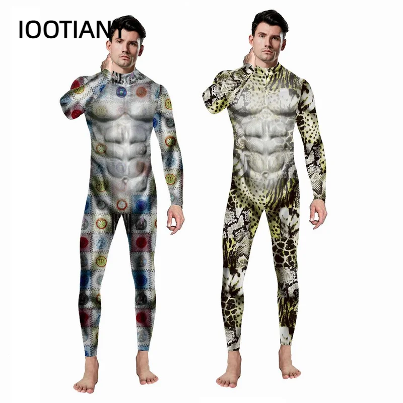 Halloween Serpentin 3D-Druck Outfit Purim Cosplay Kostüm Karneval Kleidung Zentai Erwachsene Männer Bodysuit Jumps uit Festival Party