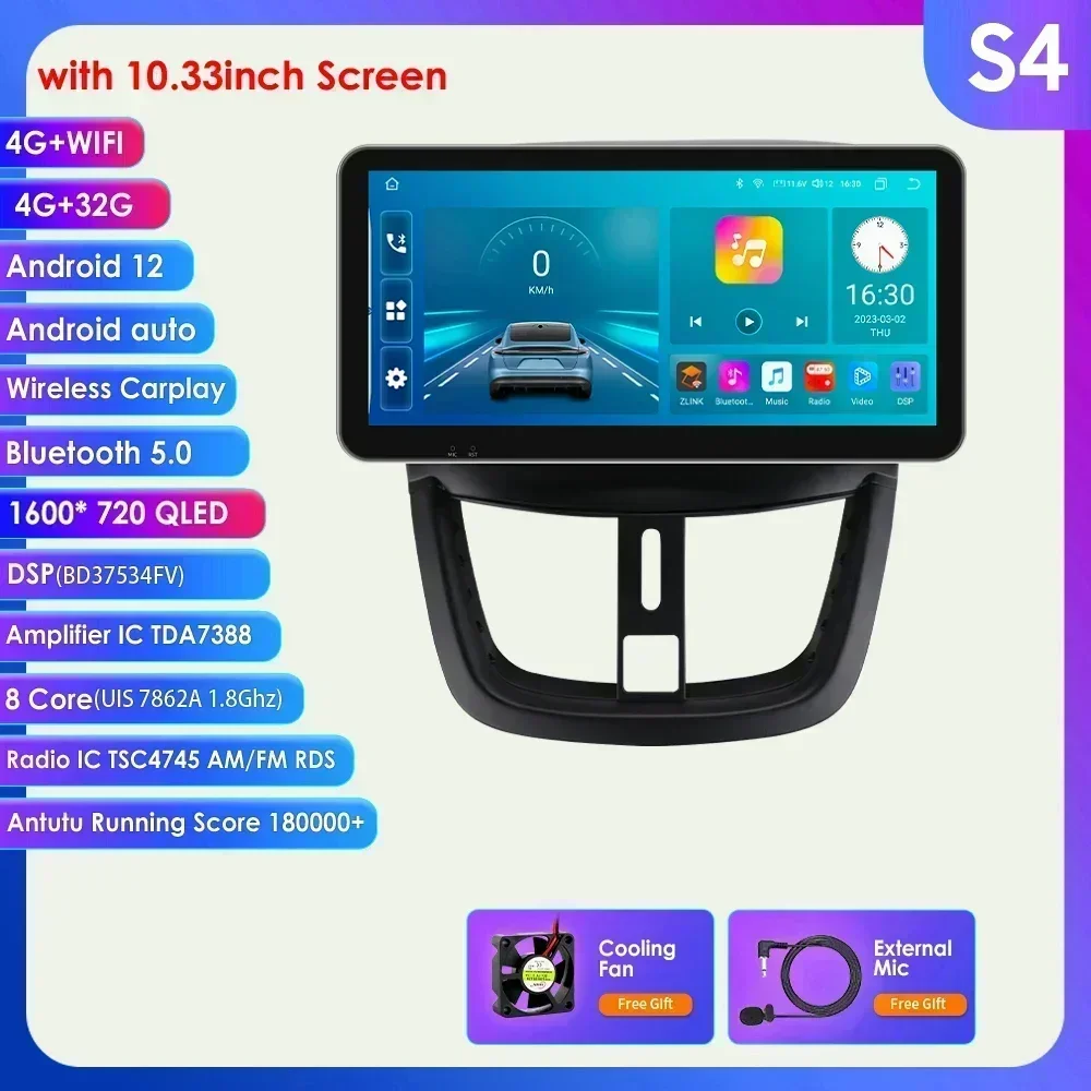 ossuret Android Auto Radio Voor Peugeot 207 207cc 207sw Carplay 2006 -2015 Autoradio 2 Din Multimediascherm Video Gps 2din Audio