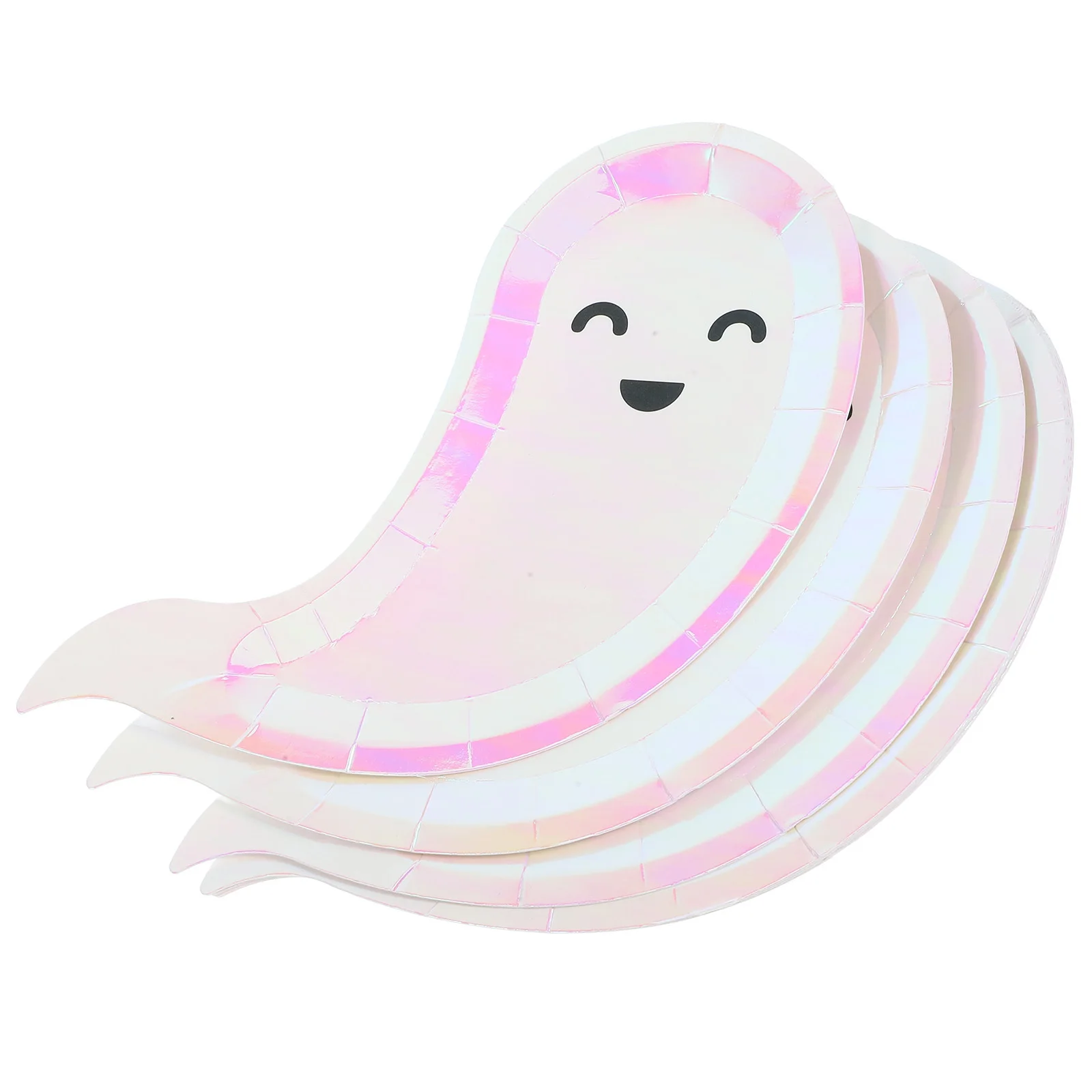 8 قطعة أطباق ورقية على شكل شبح أدوات مائدة لحفلات الهالوين أطباق تقديم الطعام للاستعمال مرة واحدة لتزيين جمع المهرجانات