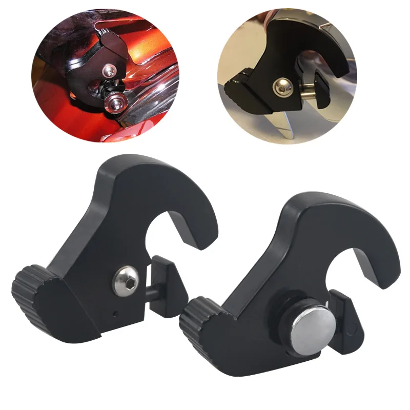 1 Pair Motorcycle Black Detachable Rotary Sissy Bar Luggage Rack Latch Clips For Harley   Road King Softail Fat Boy 883 1200