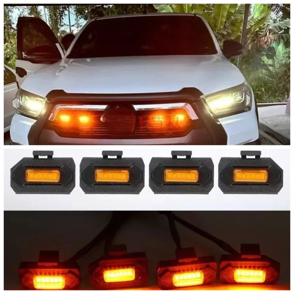 

LED Grille Light Yellow Amber Lights for TOYOTA HILUX LC300 Dmax Grill Light Fog Lamp toyota Signal Lamp HILUX Modified Parts
