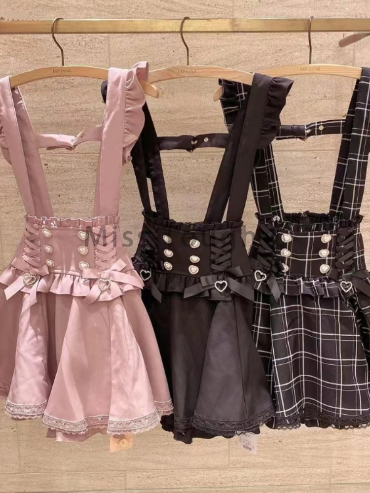 

Japanese Lolita Kawaii Dress Women Bow Korean Sweet Elegant Party Dress Female Backless Vintage Casual Suspender Dress 2023 New