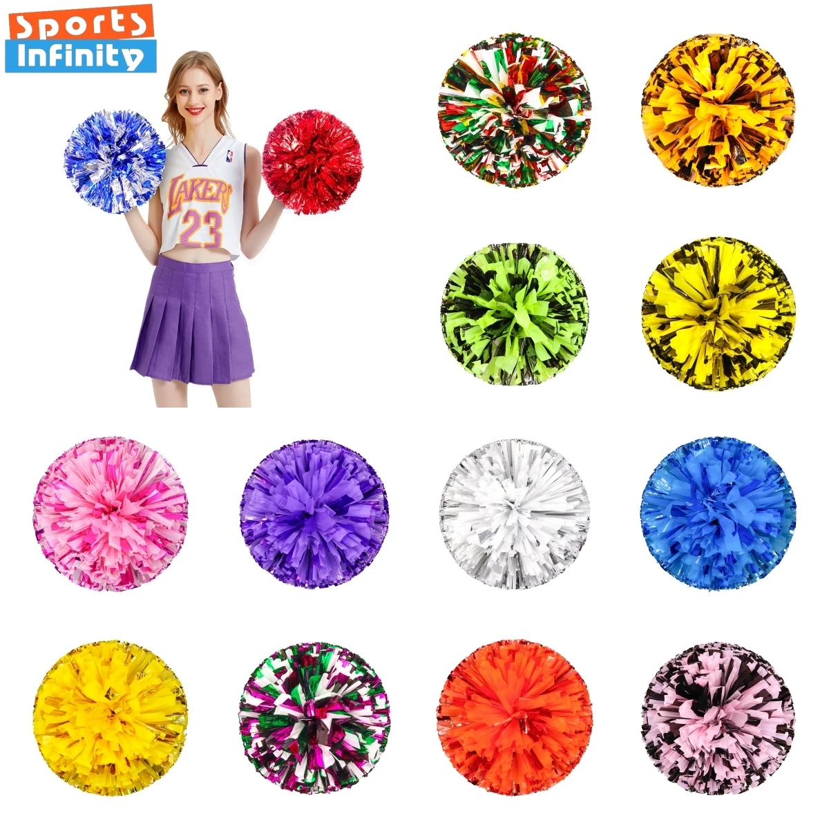 Colorful Cheerleading Pom Poms Girls Kids Finger Cheer Balls Gold Silver Purple Blue Red Green Dance Cheerleading Accessories