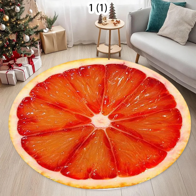 Fruit Series Lime Round Doormat, Realistic Slice Non-Slip Entry Rug, Kitchen Bathroom Floor Mat Coffee Tables Carpet  Floor Mats