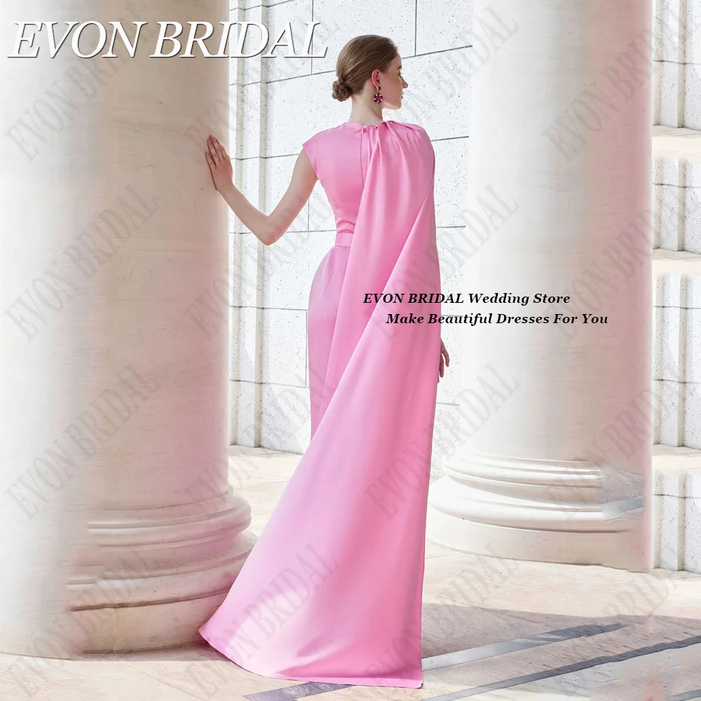 EVON BRIDAL Pink Evening Dresses With Shawl 2024 Saudi Arabia Women Formal Occasion Dresses Satin Mermaid فستان سهرة نسائي