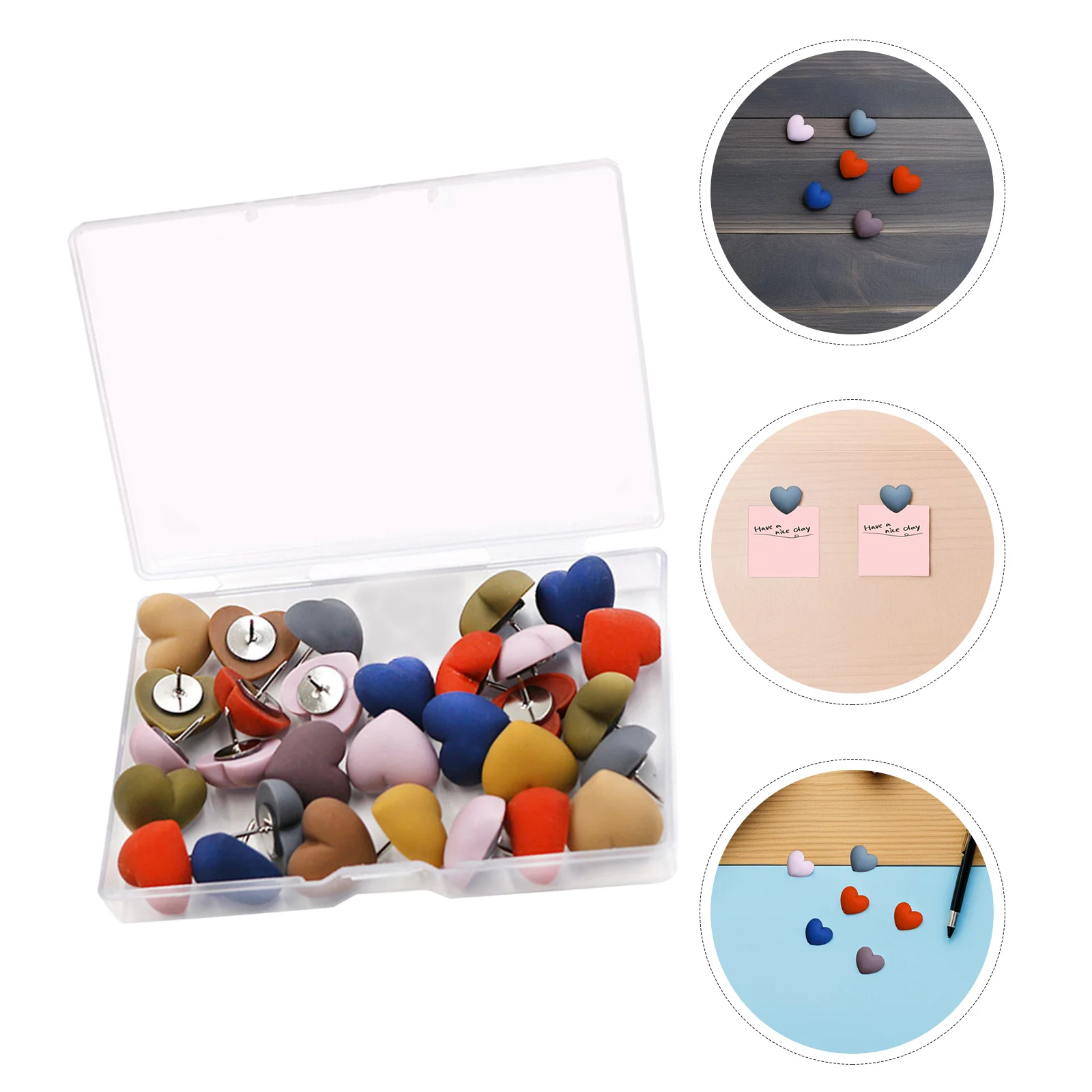 

30 Pcs Home Decor Bulletin Board Push Pins Heart Thumb Tacks Shaped for Corkboard