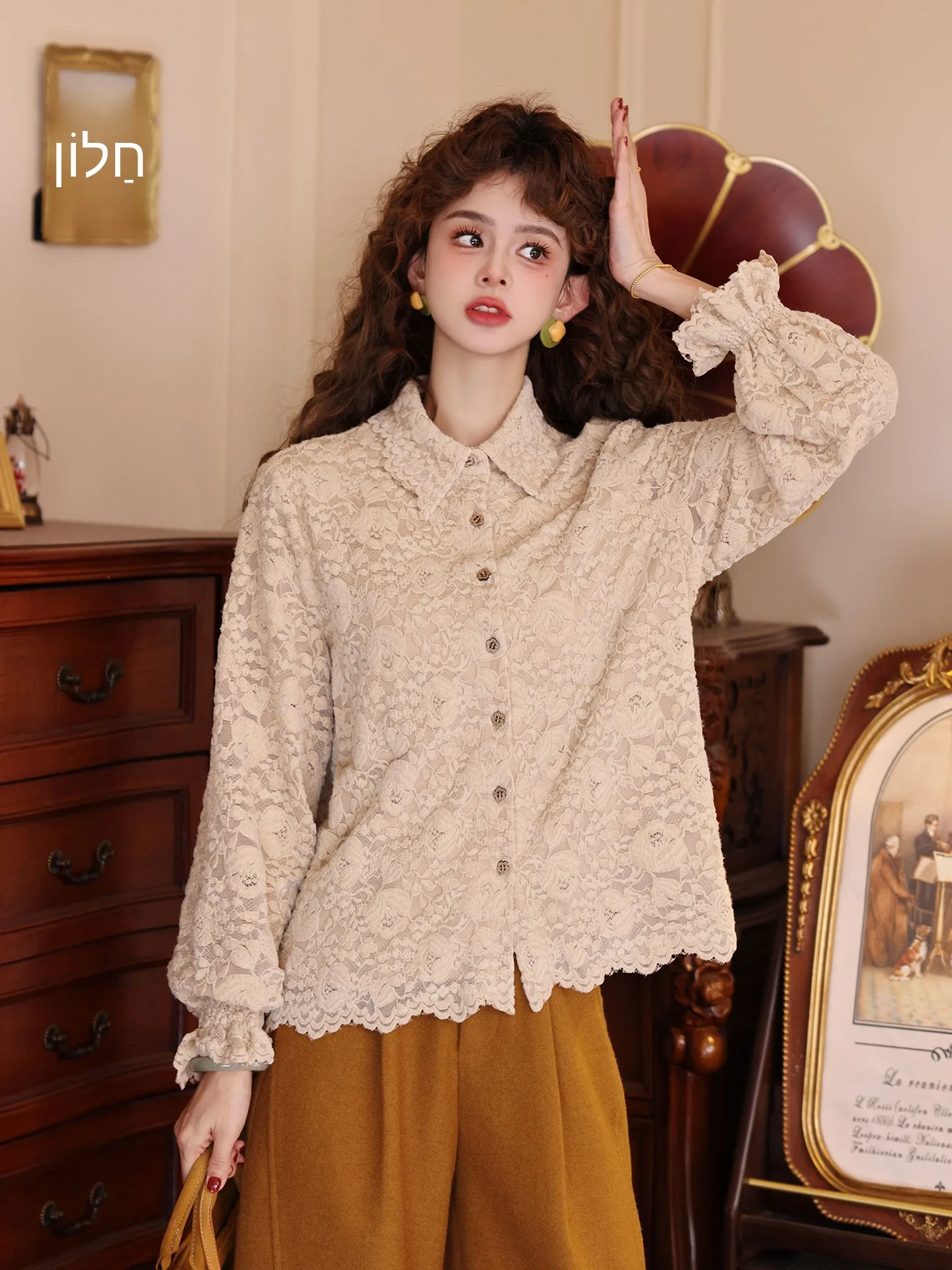 

Женская свободная блузка Xingye Color Casual Sle Glass Morning Dew Design 2025: Новая модная теплая кофта с длинным рукавом и цветочным принтом