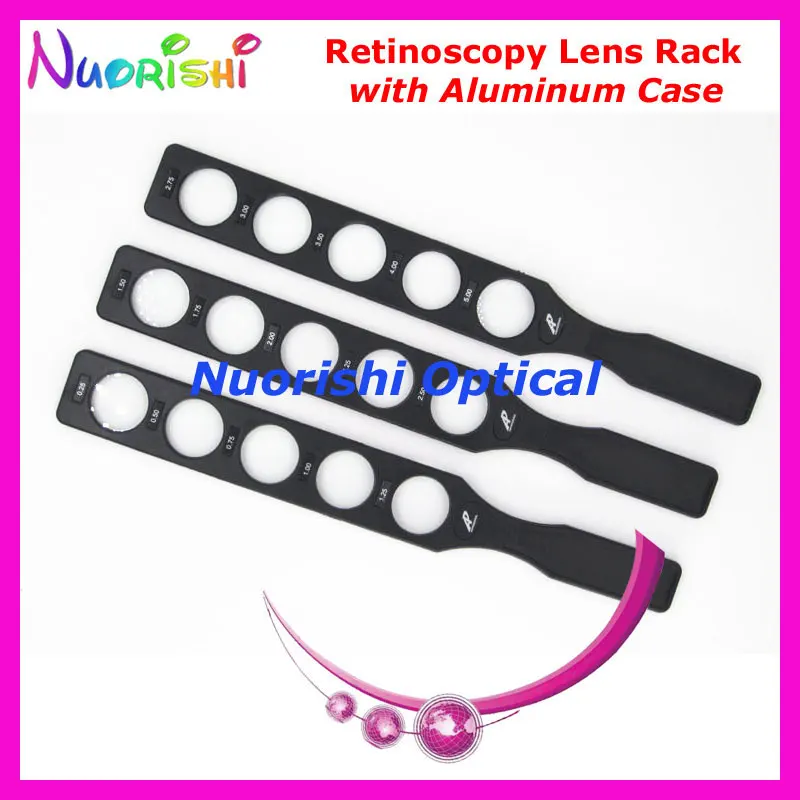 E03-10 Good Quality Ophthalmic Supplies Retinoscopy Trial Board Lens Rack Set Kit 6 Plastic Bars 30 Lenses Aluminum Case