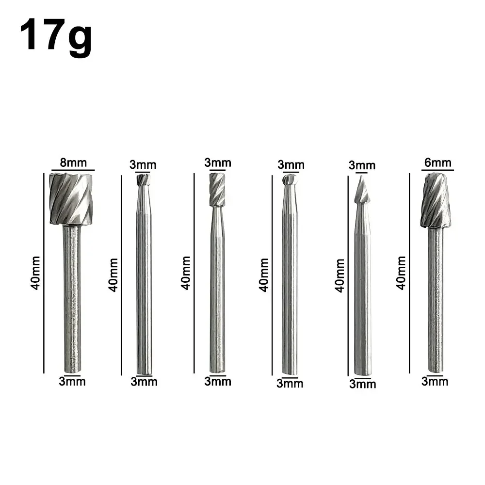 6PC High-Speed Steel Rotary File Set Woodworking DIY Carpenter Polishing Trimming Small Grinding Head Electric Tool Kit