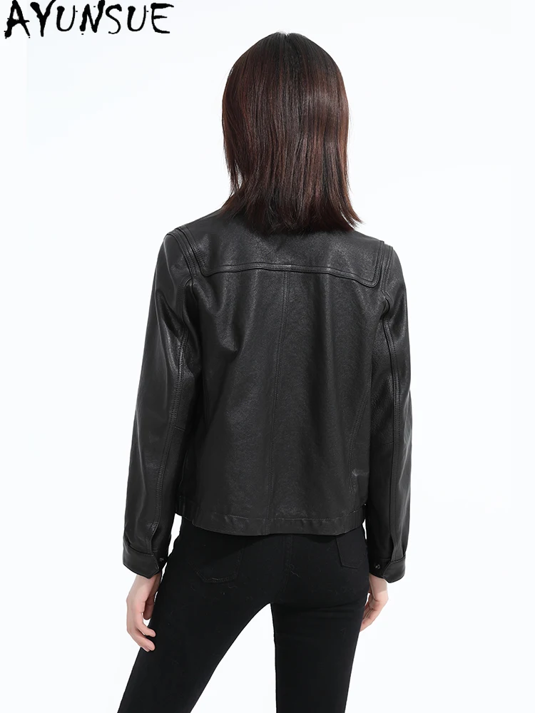 AYUNSUE 100% Top Layer Sheepskin Jackets Woman 2025 Spring Autumn Fashion Genuine Leather Jackets Woman Clothes Abrigo Mujer