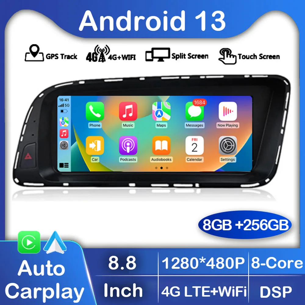 

8.8" Android 13 Carplay Auto 360 Camera For Audi Q5 2009 -2017 RHD GPS Navi Car Radio Multimedia Player Stereo Head Unit WIFI+4G