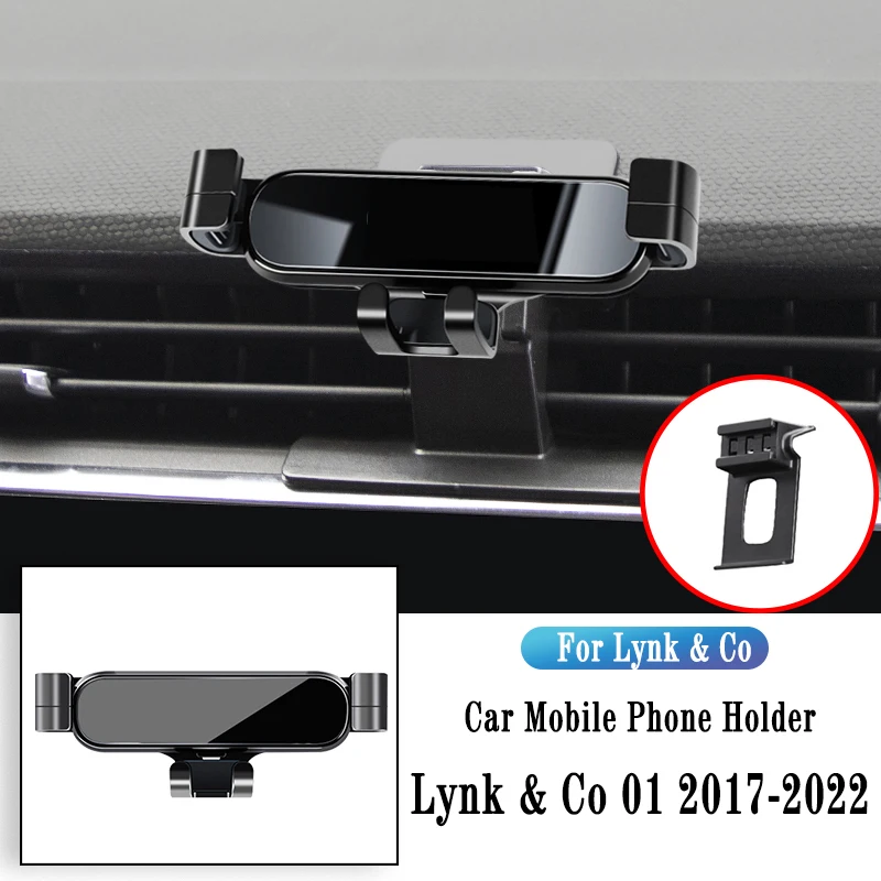 Car Phone Holder For Lynk & Co 01 2021-2022 Gravity Navigation Bracket GPS Stand Air Outlet Clip Rotatable Support Accessories