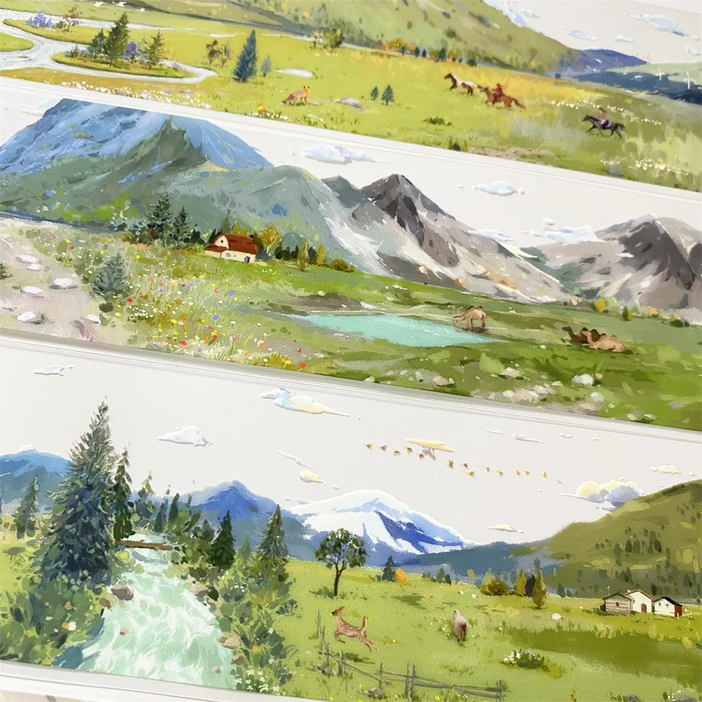 

Декоративная лента Washi F68 Mountain Wild MOODTAPE с изображением пастбищ, винтажная, для скрапбукинга, наклейка