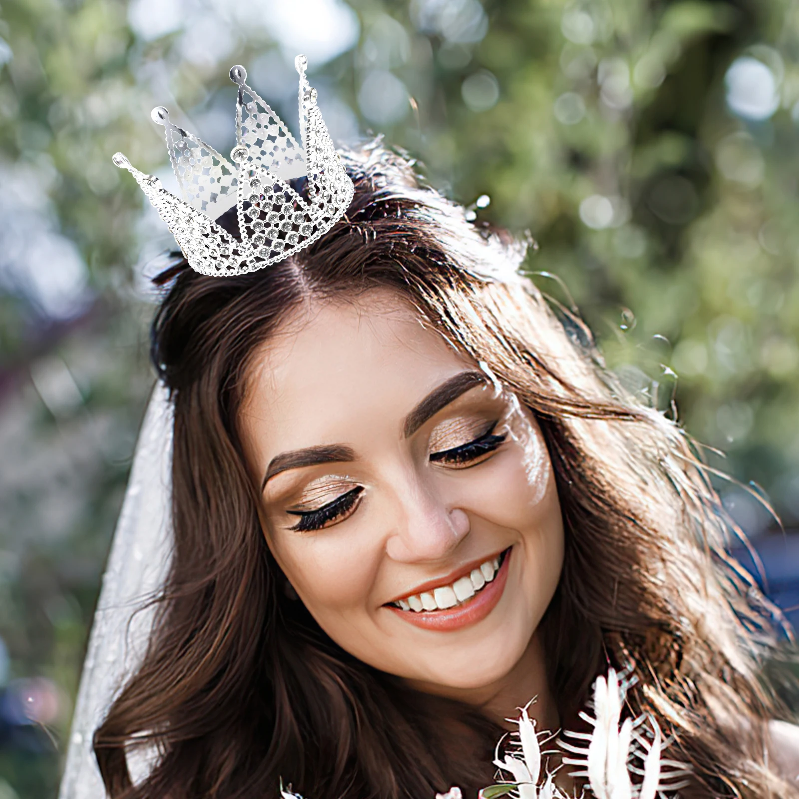 

Shiny Round Crown Bridal Headwear Women Tiara Wedding Crown Lightweight Durable Elegant Party Engagement Hair Accessories