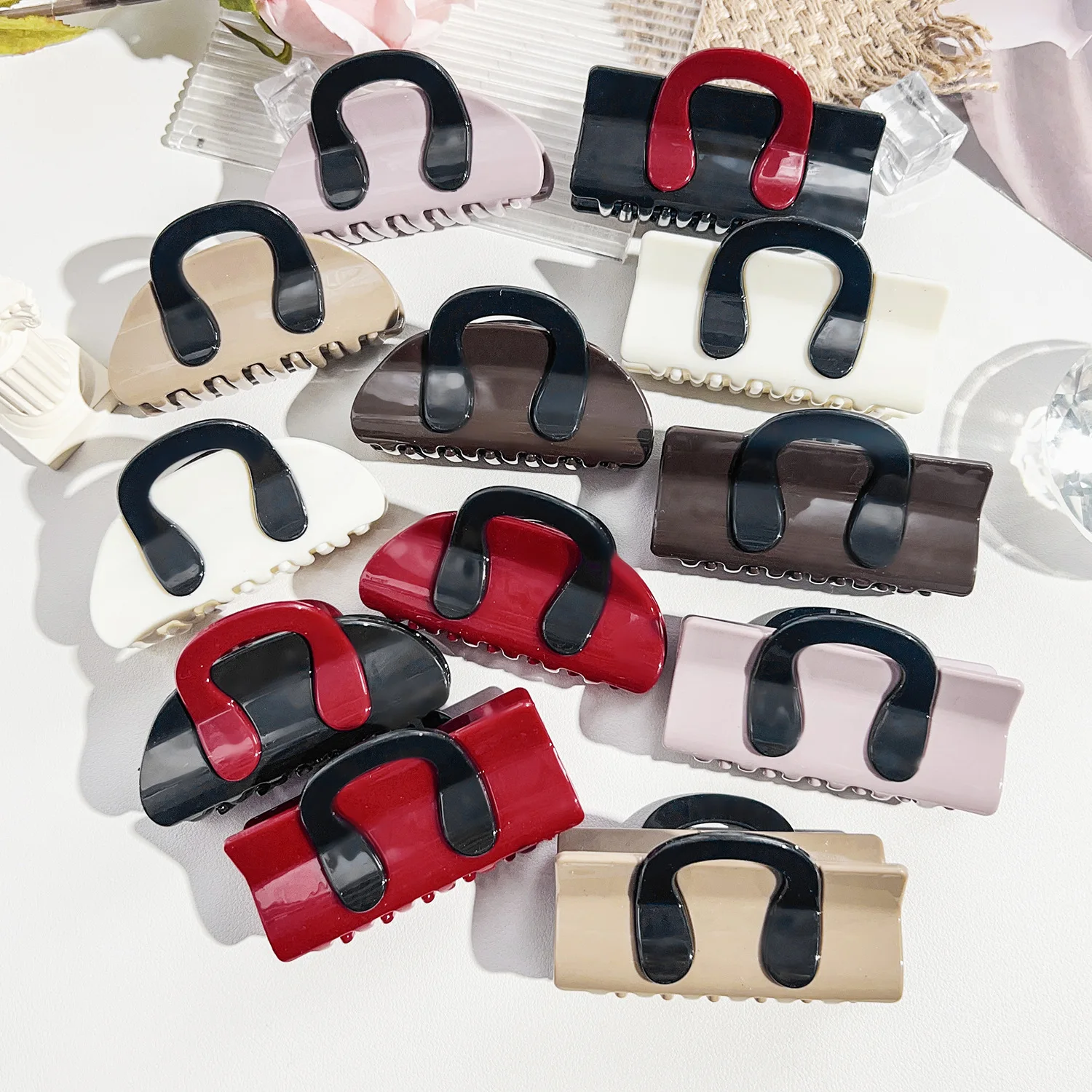 Bow Vinegar Women's Bag Hair Clips Hairpin Sweet Shark Hair Claws Grab Korean Hair Accessories Barrettes Women Ponytail Hairgrip