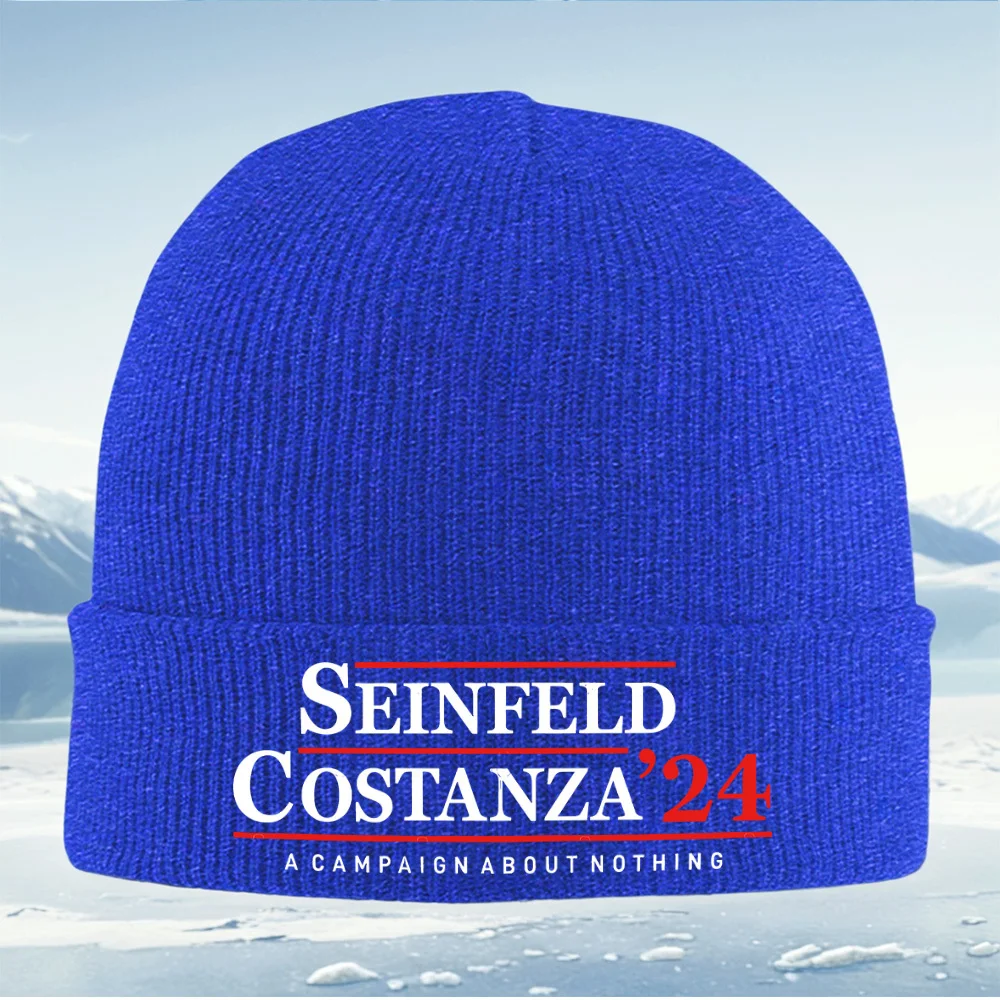 حملة سينفيلد كوستانزا عن لا شيء للرجال والنساء للجنسين قبعة محبوكة قبعة صوفية قبعة شتوية حرارية دافئة لعيد الميلاد في الهواء الطلق