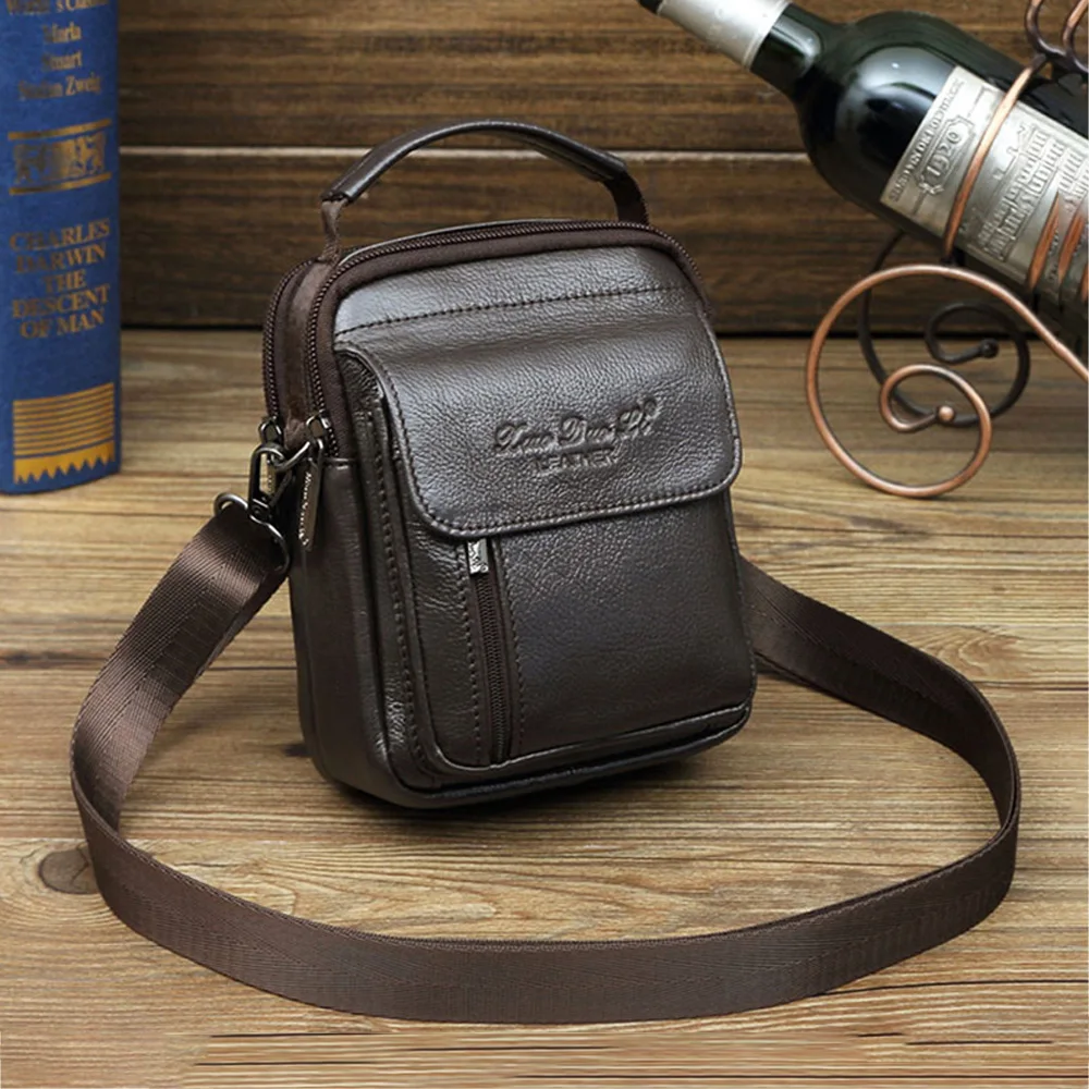 New Men Mini Shoulder Messenger Cross body Fanny Bags Pouch Belt Tote Handbag Fashion Genuine Leather Hip Bum Waist Pack Bag