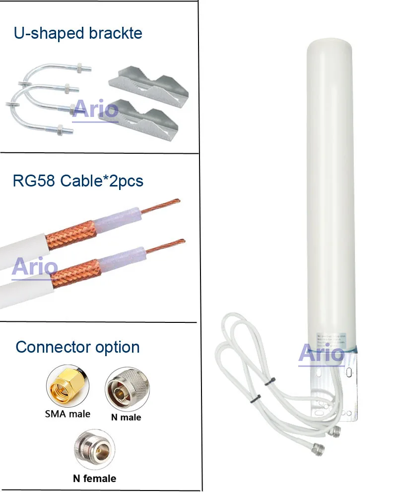 Imagem -02 - Antena de Roteador sem Fio para Rede sem Fio e Macho Ts9 Sma Antena Wifi Externa Alto Ganho Ip67 Impermeável Omni Ip67 5g 4g Lte 18dbi