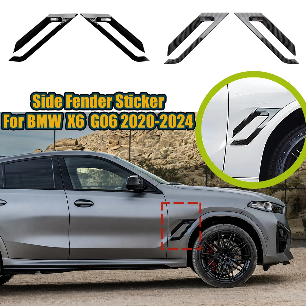 Pair Car Air Flow Wing Vent Trim Side Fender Sticker Decoration For BMW X6 G06 2020 2021 2022 2023 2024 Car Styling