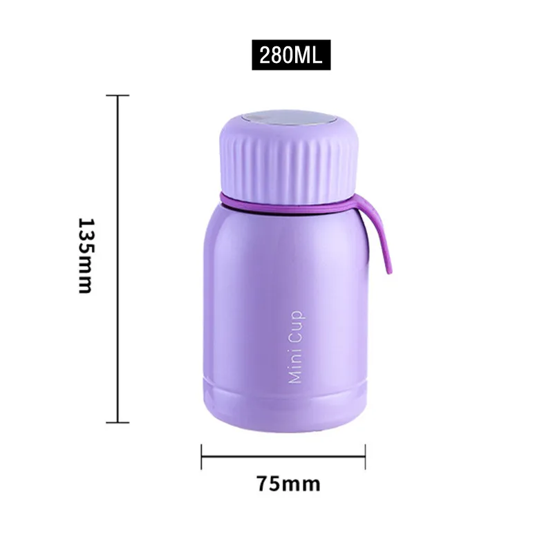 280 мл модная мини-термос из нержавеющей стали 316, силиконовая веревка, портативный милый карманный стакан для термобутылки для кофе, чая