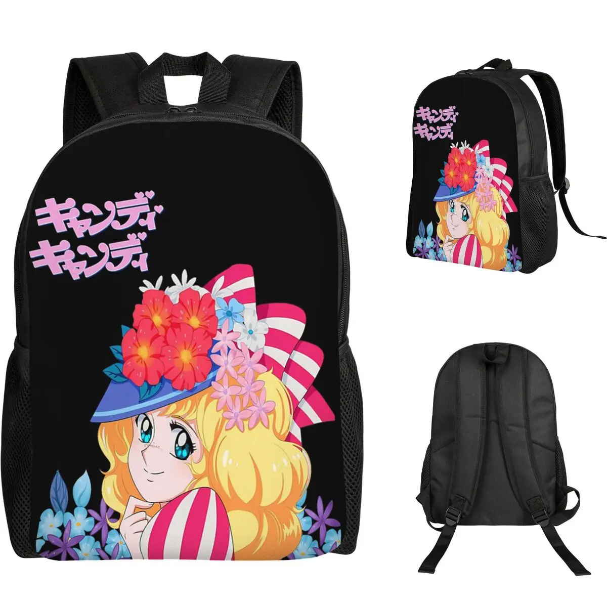 Candy Candy Anime Manga Student Backpack School Bag Hiking Travel Daypack for Boys Girls Fashion Bookbag Shoulder Bags