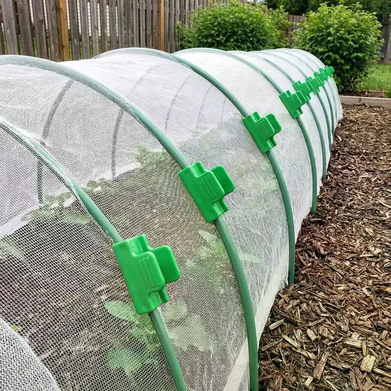 50pcs Green Plastic Greenhouse Film Clips - Heavy-Duty Windproof Garden Clips For Securing Mulch, Tarp & Plant Covers
