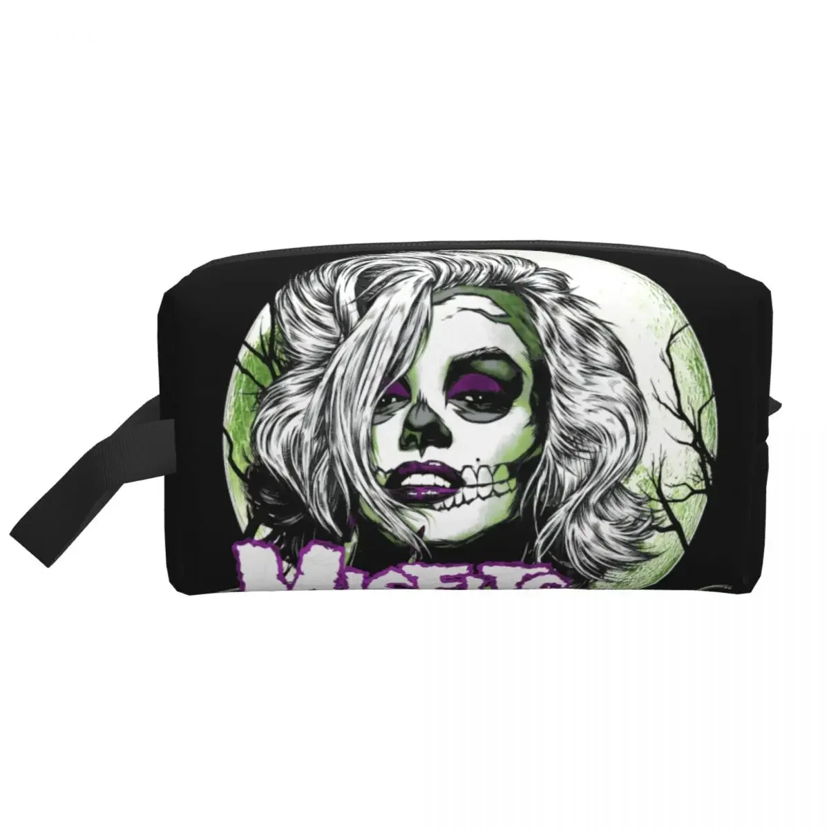 Custom Punk Band Misfits Vampire Zombie Girl Cosmetic Bag Women Capacity Heavy Metal Makeup Case Beauty Storage Toiletry Bags