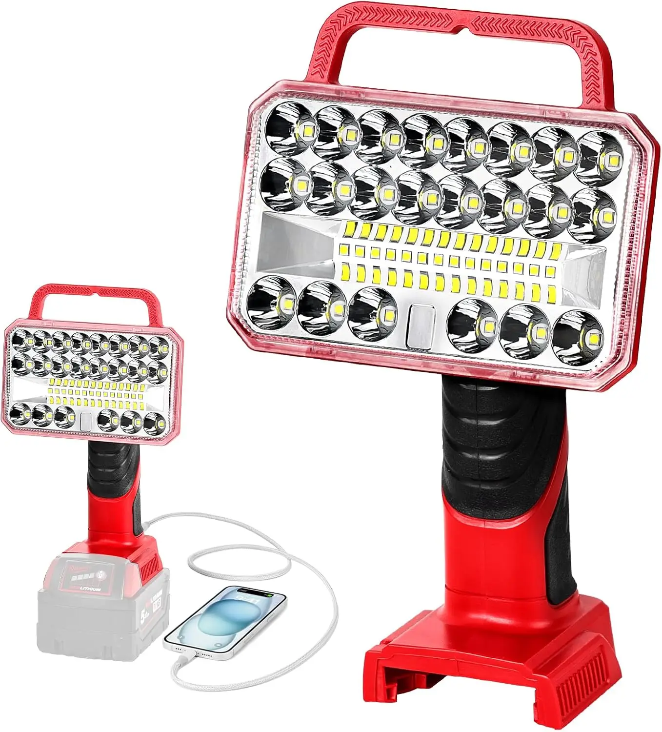 2000lm-コードレス-led-懐中電灯-ミルウォーキー-m18-usb-ポート-5-インチ-亜鉛合金-キャンプ-ハイキング-職場-屋内-屋外用-バッテリーなし