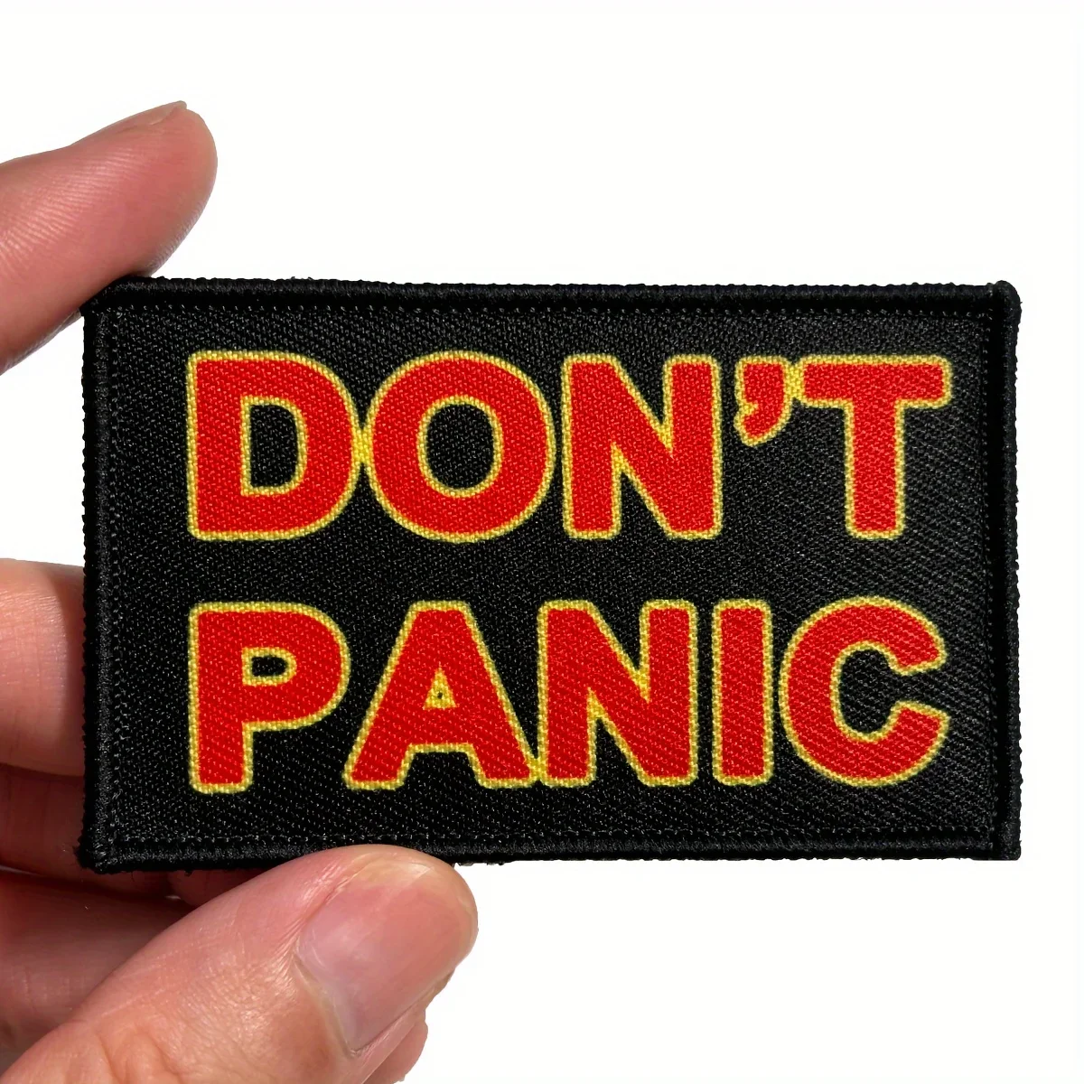 1PC DON'T PANIC  Patch with Hook and Loop Backing, Fabric Applique for Clothing and Accessories, Handcrafted Edge Detailing