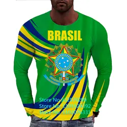 2022 New Fashion Brazil Flag 3d Long Sleeve T Shirt Round Neck Men/Women Casual Hip Hip Pullover Sports Shirts