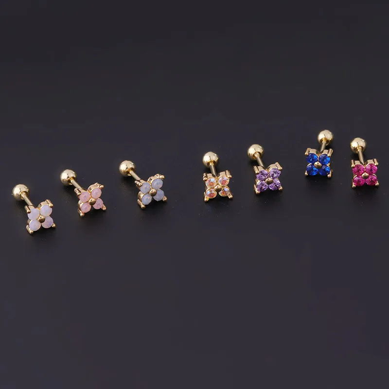 1PCS 20G Stainless Steel Barbell With CZ Ear Tragus Cartilage Helix Earrings Ear Studs Ear Cuff Rook Woman Lobe Piercing Jewelry