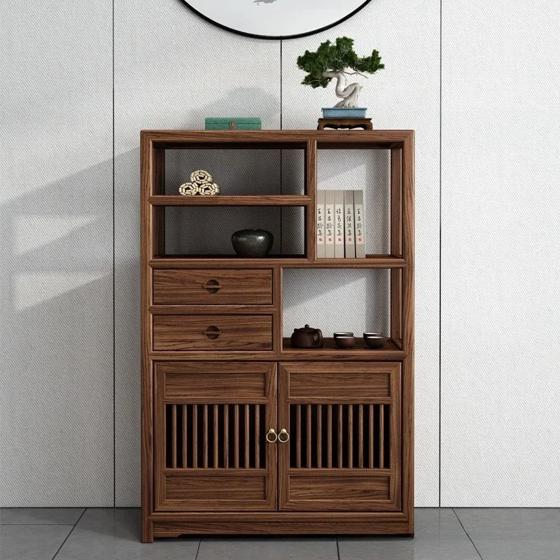 Old elm new Chinese side cabinet solid wood tea cabinet Duobao Pavilion Bogu frame vertical cabinet locker tea set display