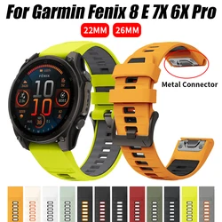 QuickFit 22mm 26mm 1:1 Silicone Strap For Garmin Fenix 8 E 7X 7 6 6XPro 5 5XPlus/Epix Pro Gen 2 51mm 47mm Bracelet Watchbands