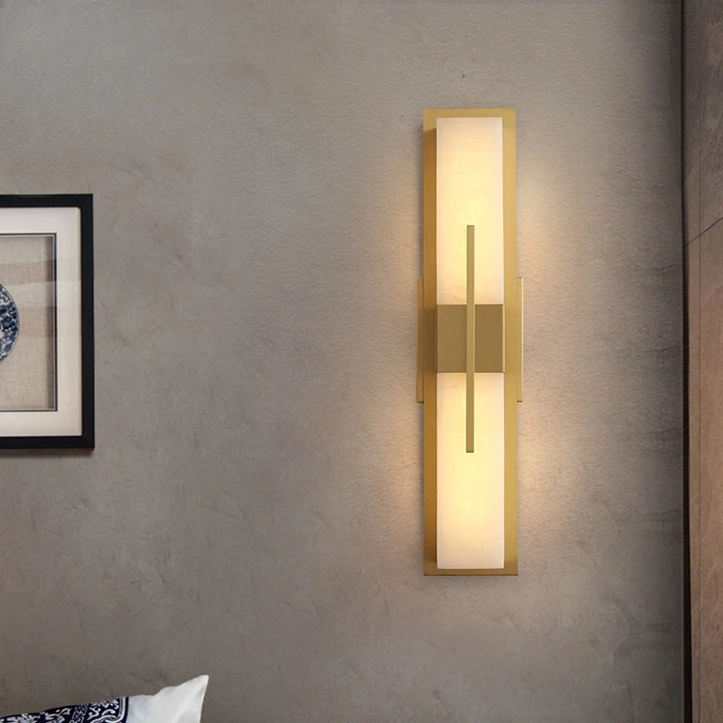 Nova lâmpada de parede antiga de mármore natural LED totalmente em cobre chinês