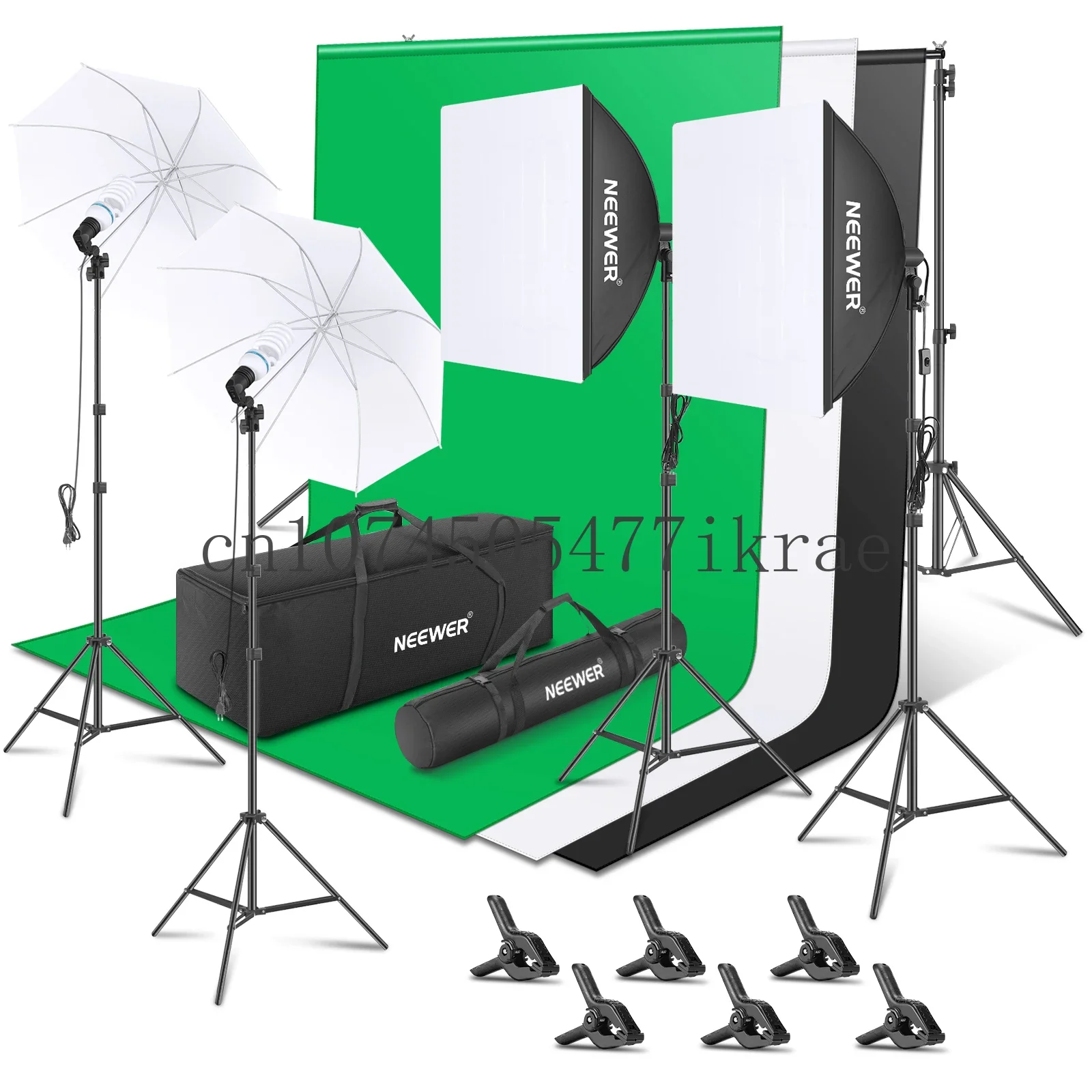 [Basic Version] Photography Backdrop Lighting Kit: 2.6Mx3M/8.5ftx10ft Background Support System 800W 5500K Softbox