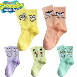 SpongeBob Socks Funny Funky Harajuku Trend Women Men Colorful Cotton Cute Socks Summer Autumn Couple Painting Kawaii Mid Sock