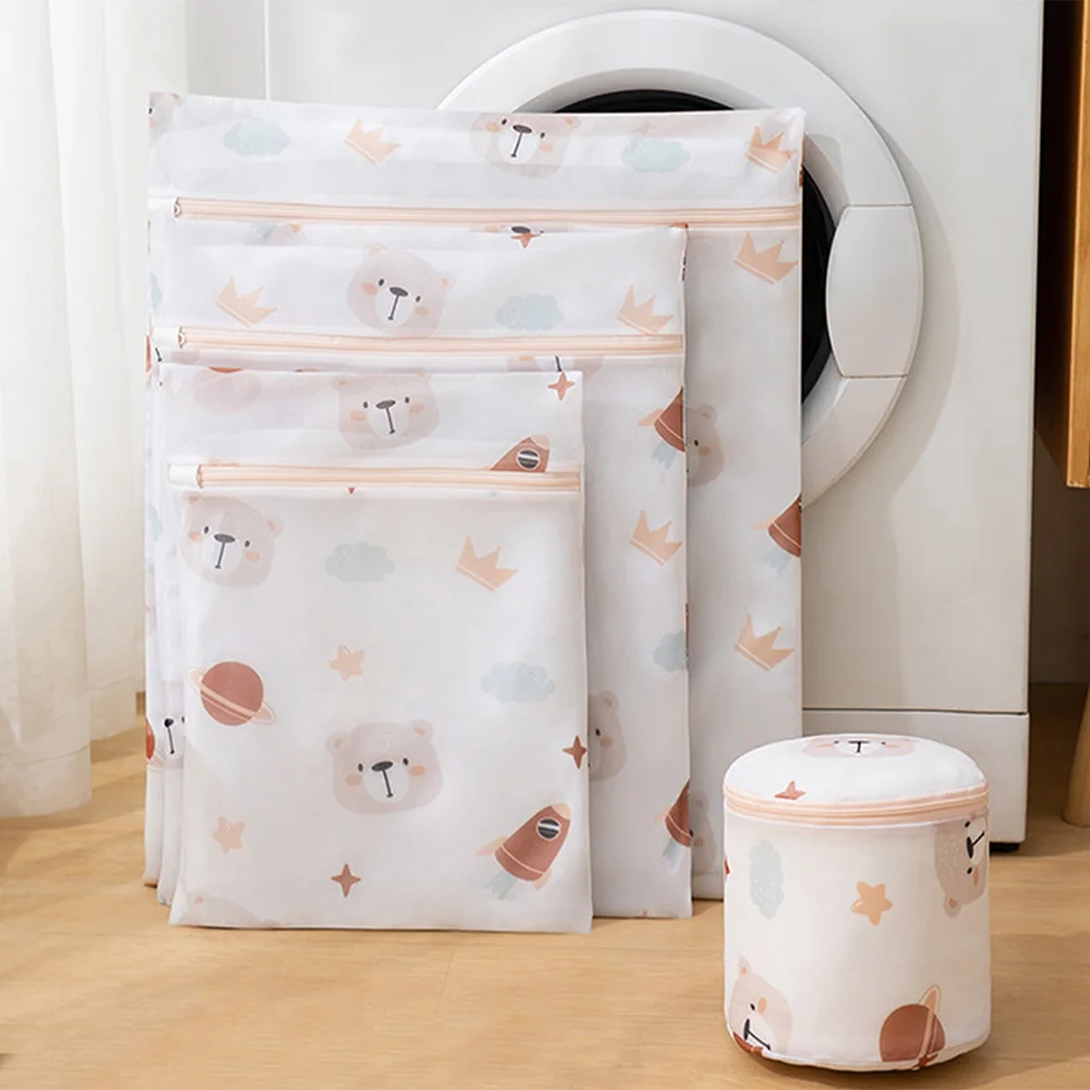 3pcs/set Laundry Bags Dirty Clothes Organize Pouch Cute Print Washing Bags Fine Mesh for Clothing Protect Bathroom Laundry Set