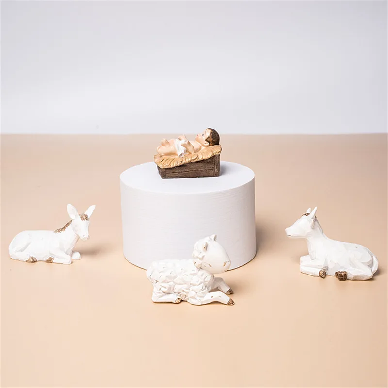 9PCS Christmas Nativity Scene Figurines - Resin Statue Ornaments for Home Interior Decoration