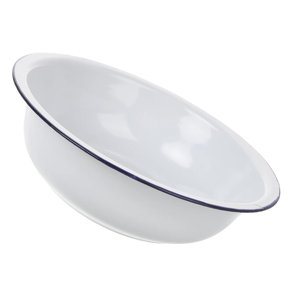 

Large Vintage Enamel Basin Thickened Porcelain Bowl for Kitchen Camping Durable Laundry Mixing Salad Serving Bowl