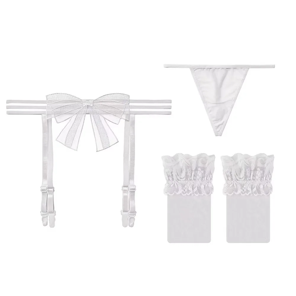 The New Sexy Garter Belt Women's Over-the-knee Stockings Suit Sexy Briefs Are Thin White Lace Pure Silk Black Silk Fishnet Socks view 2