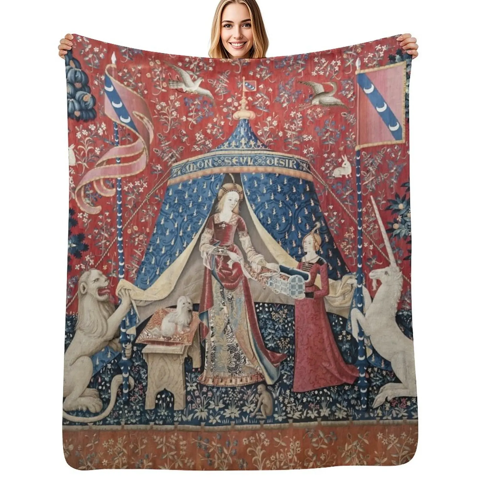 The Lady and the Unicorn My Only Desire Throw Blanket Sofas for winter sofa bed Sofa Throw Flannel warm for winter Blankets